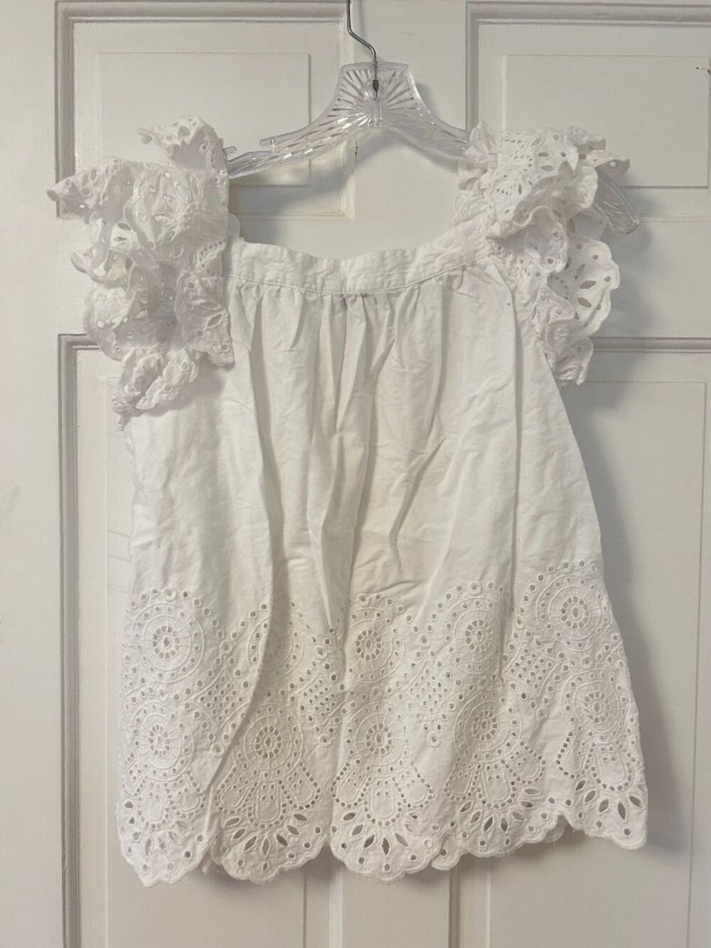 Crown & Ivy White Eyelet Blouse Size Small